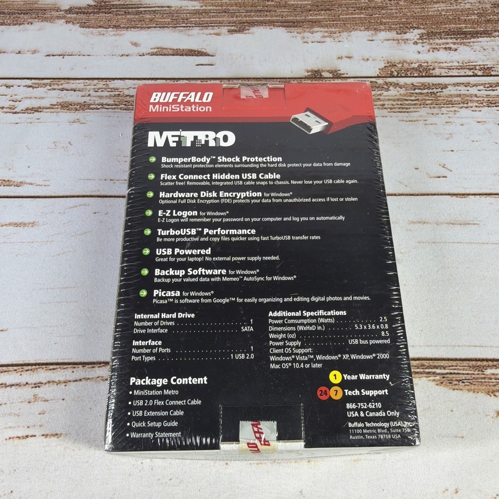 New Buffalo MiniStation Metro 320GB Portable Hard Drive HD-PX320U2/RD - Picture 4 of 5